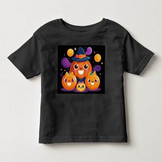Schattigee Pompoen Familie Vector Art Kinder Shirts (Voorkant)