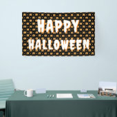 Schattigee pompoen gezichtspatroon zwart Sinaasapp Spandoek (Beurs)