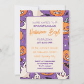 Schattigee pompoen Halloween Bash Oranje Paarse Kaart (Voorkant)