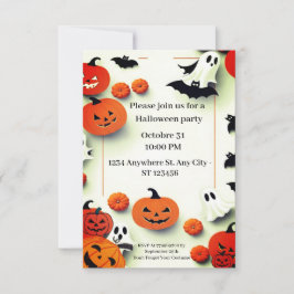 Schattigee pompoen Halloween feestuitnodiging Kaart
