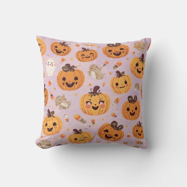 Schattigee pompoen Halloween Square Pillow Kussen (Voorkant)