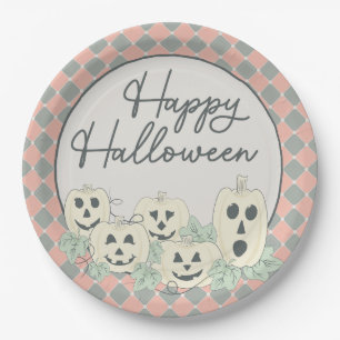 Schattigee pompoen-Happy Halloween Papieren Bordje