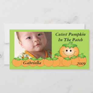 Schattigee pompoen Kinder Halloween fotokaart Feestdagenkaart
