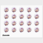 SCHATTIGEE POMPOEN LACHT RONDE STICKER (Vel)