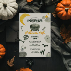 Schattigee pompoen Waterverf Halloween Bash Kaart