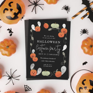 Schattigee Pompoenen en Geesten Halloween Party Kaart