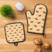 Schattigee pompoentaarten naadloze patroonpatroon ovenwant & pannenlap set (Top down)