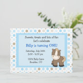 Schattigee Pony 1e verjaardagsuitnodiging Kaart (Staand voorkant)