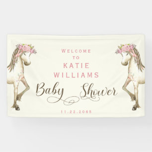 Schattigee Pony Cream Baby shower Welkomstbord Ban Spandoek