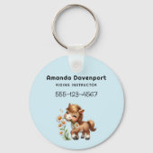 Schattigee Pony Eating Daisies Business Sleutelhanger (Voorkant)