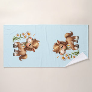 Schattigee Pony eet madeliefjes Bad Handdoek