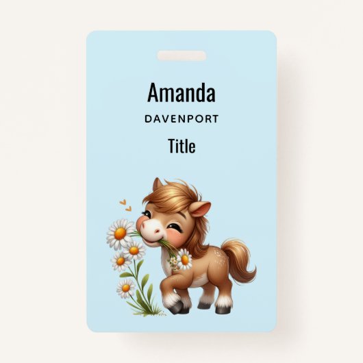 Schattigee Pony eet madeliefjes Badge (Voorkant)