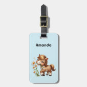 Schattigee Pony eet madeliefjes Bagagelabel (Voorkant verticaal)