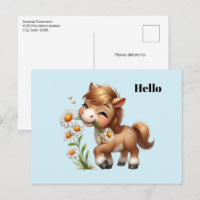 Schattigee Pony eet madeliefjes