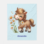 Schattigee Pony eet madeliefjes Fleece Deken (Voorkant)