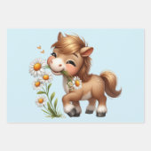 Schattigee Pony eet madeliefjes Inpakpapier Vel (Voorkant)