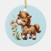 Schattigee Pony eet madeliefjes Keramisch Ornament (Voorkant)
