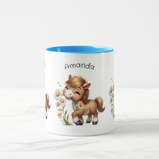 Schattigee Pony eet madeliefjes Mok (Midden)