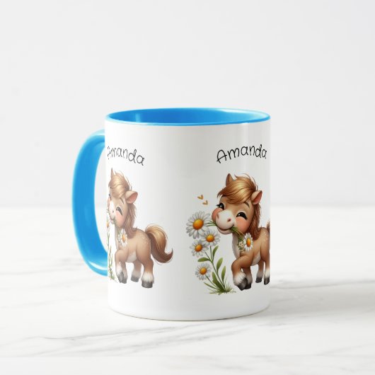 Schattigee Pony eet madeliefjes Mok (Voorkant links)