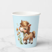Schattigee Pony eet madeliefjes Papieren Bekers (Achterkant)