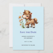 Schattigee Pony eet madeliefjes Save The Date (Voorkant)