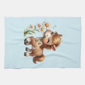 Schattigee Pony eet madeliefjes Theedoek (Horizontaal)