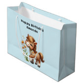 Schattigee Pony eet madeliefjes verjaardag Groot Cadeauzakje (Voorkant Gekanteld)