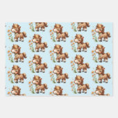 Schattigee Pony eet madeliefjespatroon Inpakpapier Vel (Voorkant 2)