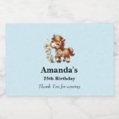 Schattigee Pony eten Daisies Party Dank u Sparkling Wijnetiket (Enkel label)