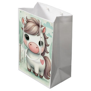 Schattigee Pony in een grillige bos cadeau tas Medium Cadeauzakje