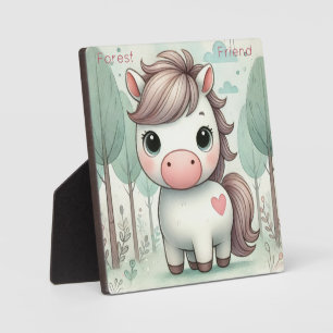 Schattigee Pony in een grillige bos tafelblad plaq Fotoplaat