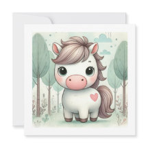 Schattigee Pony in Whimsical Forest Wenskaart