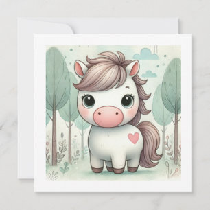 Schattigee Pony in Whimsical Forest Wenskaart