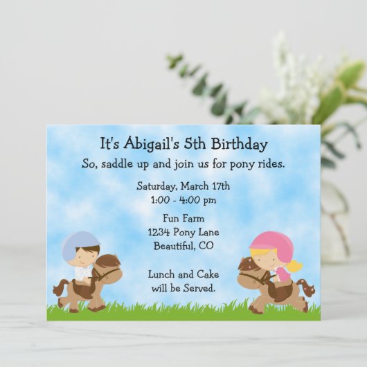 Schattigee Pony Party Meisjes en Jongens Paard Ver Kaart (Staand voorkant)