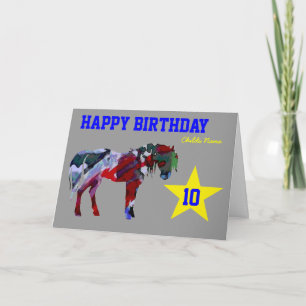 Schattigee Pony Verjaardag Kaart - 10e Verjaardag