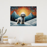 Schattigee Poodle Snowy Mountain Happy Birthday