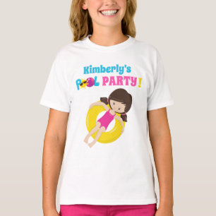 Schattigee Pool Party Verjaardag Meisje Gepersonal T-shirt