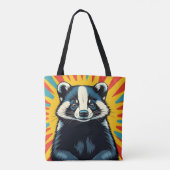 Schattigee Pop Art Badger gepersonaliseerd Draagtas (Achterkant)