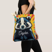 Schattigee Pop Art Badger gepersonaliseerd Draagtas (Dichtbij)