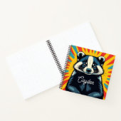 Schattigee Pop Art Badger gepersonaliseerd Notitieboek (Binnen)