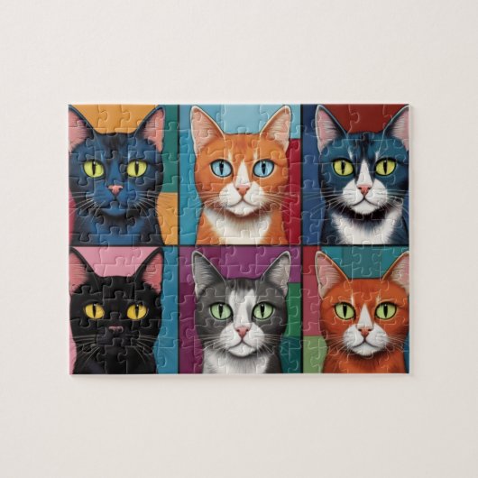 Schattigee Pop Art Cats Legpuzzel (Horizontaal)