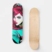 Schattigee Pop Art Girl Skateboard (Voorkant)