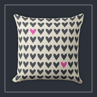 Schattigee Pop Art Hearts in Mod Dark Grey en Hot  Kussen