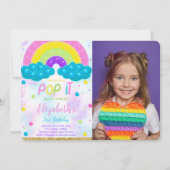 Schattigee Pop it Verjaardagsfotouitnodiging Kaart (Voorkant)