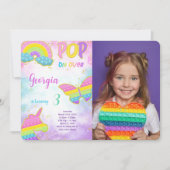 Schattigee Pop it Verjaardagsfotouitnodiging Kaart (Voorkant)