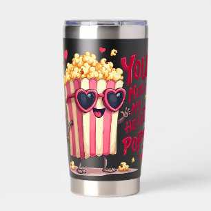 Schattigee Popcorn Valentijn Je maakt mijn hart Po Geïsoleerde Drinkbeker