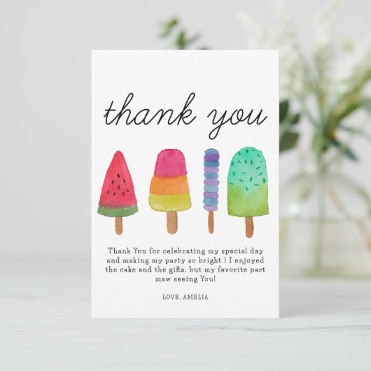 Schattigee Popsicle verjaardagsfeest bedankkaart