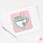 Schattigee Positivitea Mindset Inspiratie Vierkante Sticker (Envelop)