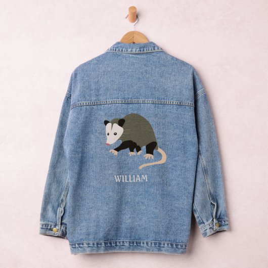 Schattigee Possum Illustratie Gepersonaliseerd Denim Jacket (Hangar)