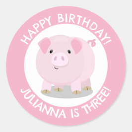Schattigee Potbelly Pig cartoon Gepersonaliseerde  Ronde Sticker